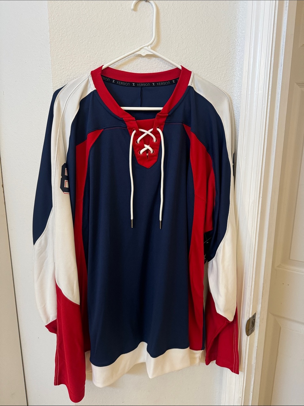 Xersion Navy, Red & White Lace-Up Hockey jersey